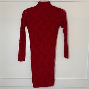 Elegant Red Lace Dress with sexy open back size XS